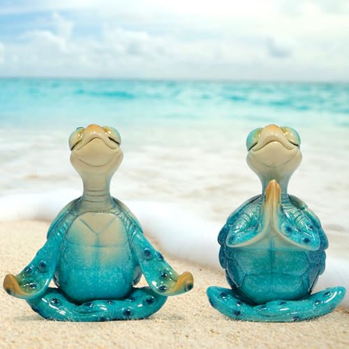 Hodao Sea Turtle Yoga Figurines - Meditating Decor for Home & Office