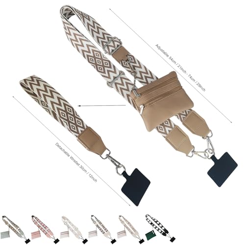 FOTN Adjustable Crossbody Phone Strap with Zippered Pouch and Wallet Clip