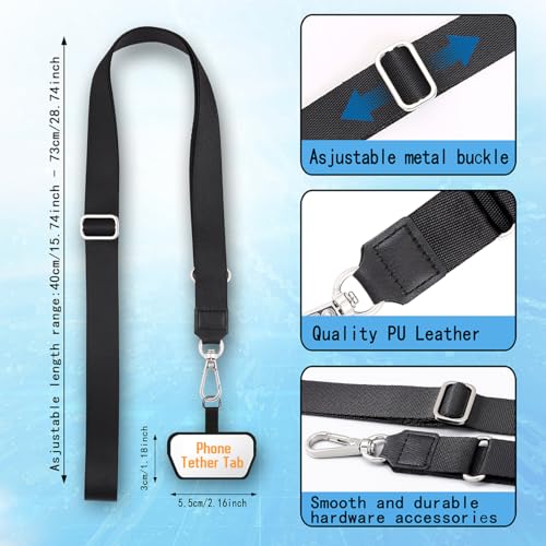 COOKOOKY Adjustable Smartphones Neck Strap with Patches - Black