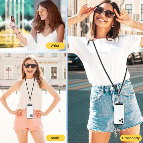 2-Pack Adjustable Smartphone Lanyard Set - Black/Grey