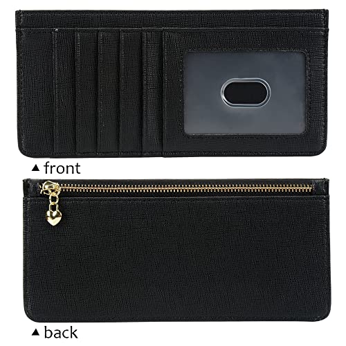 ARRIZO Women's Slim Long Card Wallet with Zipper Pocket