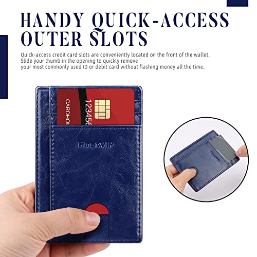 FirstVIP Slim Minimalist RFID Blocking Leather Wallet | Multiple Card Holder | Travel Friendly Gifts