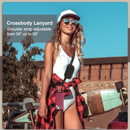 Black Phone Lanyard Crossbody Strap for Phone and Wallet