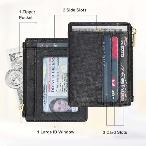 Women's Slim Credit Card Holder with Keychain Front Pocket